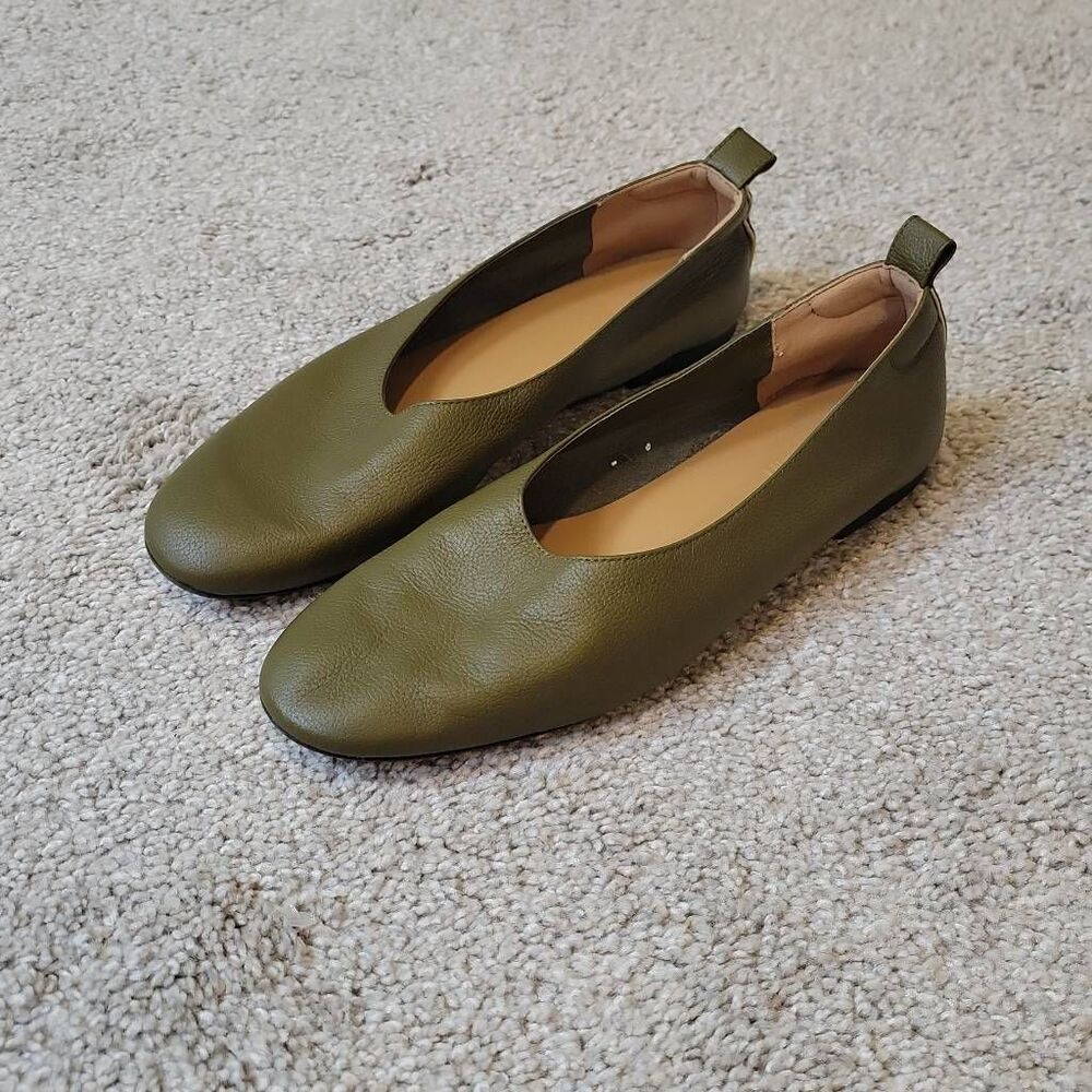 Everlane Italian Leather Day Glove Ballet Flat Olive Size 8.5